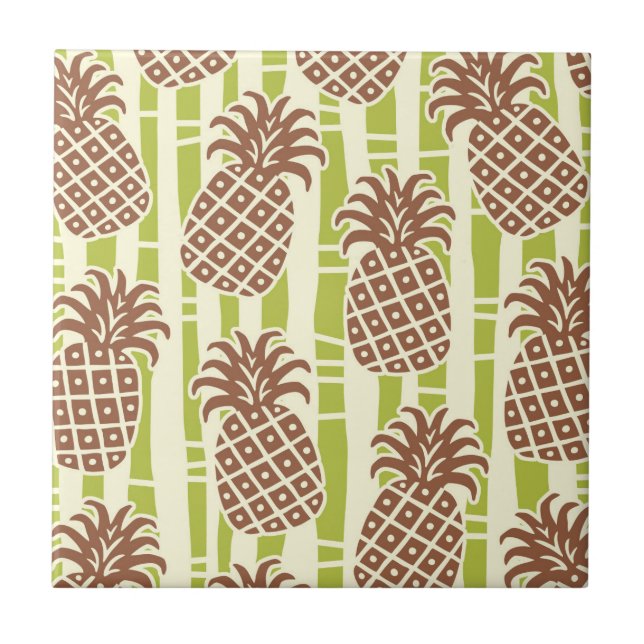 Carreau Motif rayures bambou ananas Tiki (Devant)