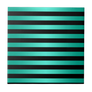 Carreau Motif rayures turquoise menthe et noir