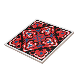 Carreau Motif Red Azulejo