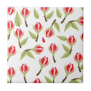 Carreau Motif Red Rose