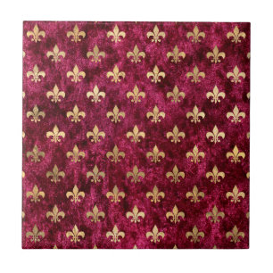 Carreau Motif Red Velvet Fleur De Lis Mardi Gras Orleans