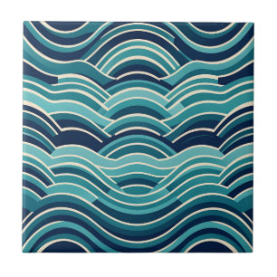 Carreau Motif Répétitif de Vagues Océaniques Géométriques 