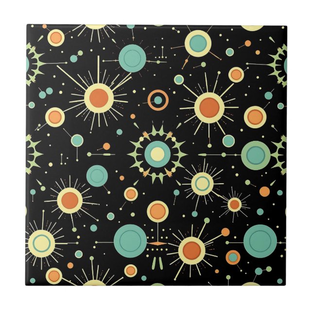 Carreau Motif Rétro Atomique en Explosion de Style Milieu  (Devant)