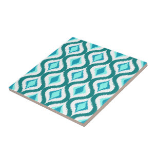 Carreau Motif Retro Chic Turquoise Aqua Turquoise Ikat Dro