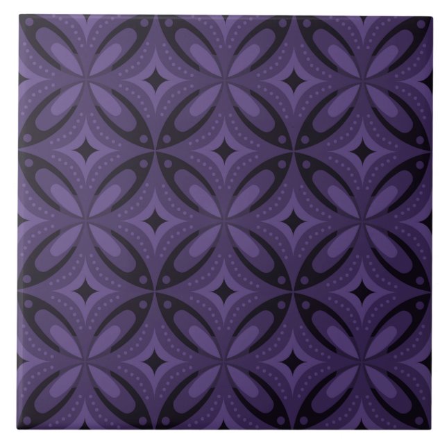 Carreau Motif Rétro de Couleur Violet Foncé (Devant)