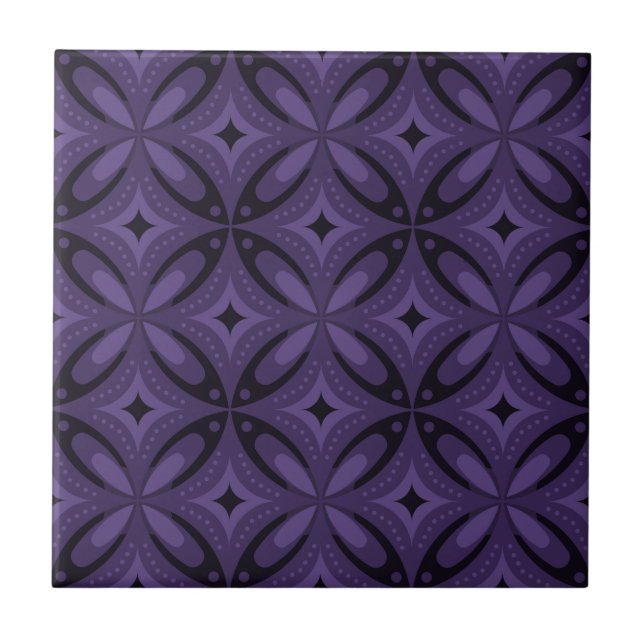 Carreau Motif Rétro de Couleur Violet Foncé (Devant)