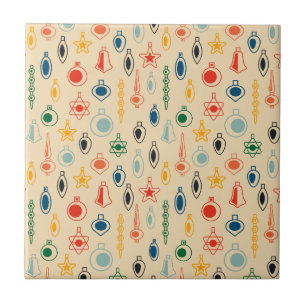 Carreau Motif rétro du milieu du siècle avec jouets d'arbr