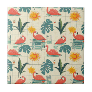 Carreau Motif Rétro Flamingo Piscine Été (12)