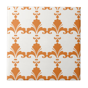 Carreau Motif Rétro Orange Fleur-De-Lis