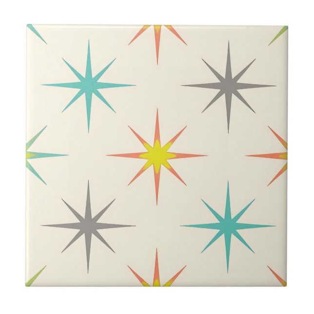 Carreau Motif Rétro Starburst Milieu de Siècle (Devant)