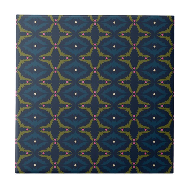 Carreau Motif Rétro Vintage Deep Blue (Devant)