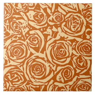 Carreau Motif Rose Abstrait moderne, Mandarin Orange