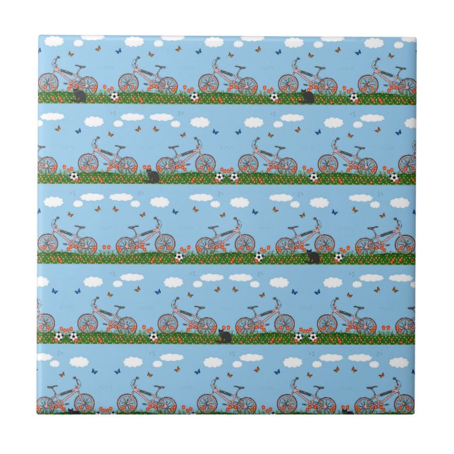 Carreau Motif rose de bicyclettes (Devant)