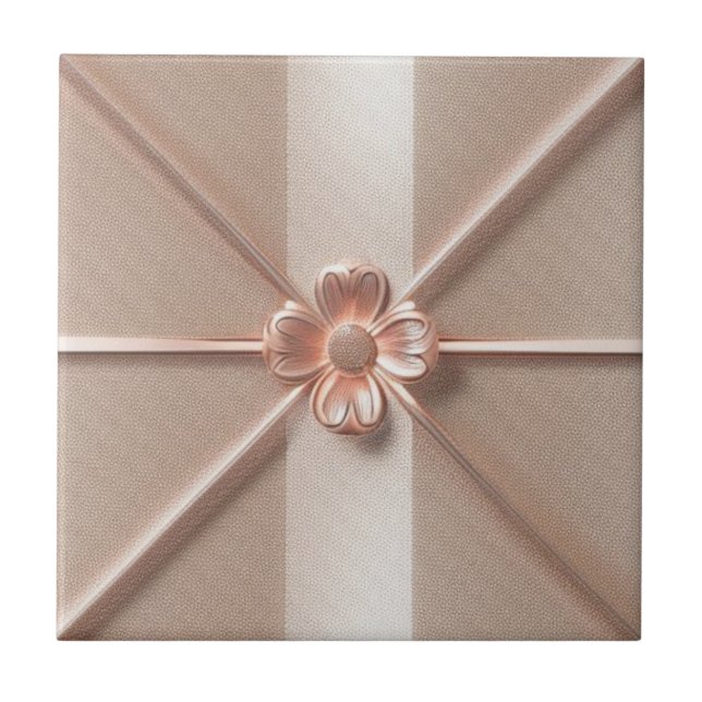 Carreau motif rose de fleurs d'or (Devant)