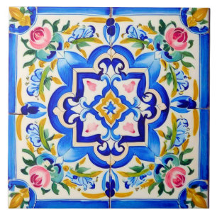 Carreau Motif Rose de Majolica
