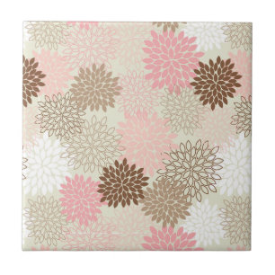 Carreau Motif rose et Brown de maman