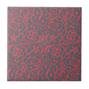 Carreau Motif rose et gris orange