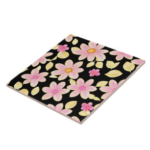 Carreau Motif rose et noir