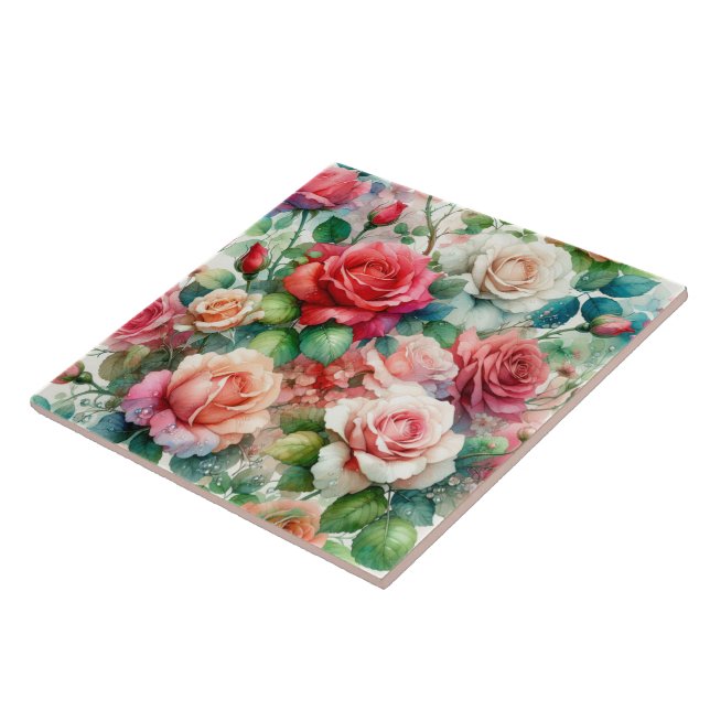 Carreau Motif Rose Fantaisiste (Côté)