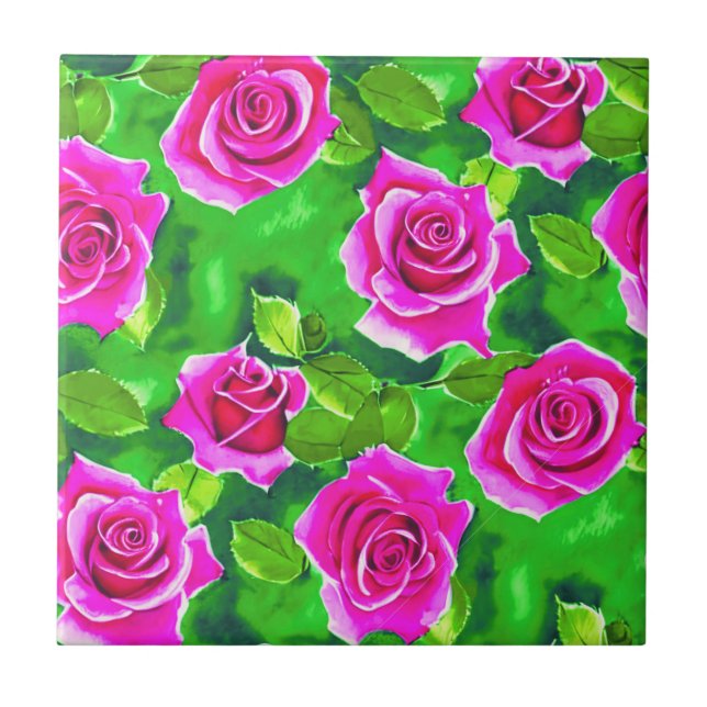 Carreau Motif Rose Fuchsia Pink (Devant)