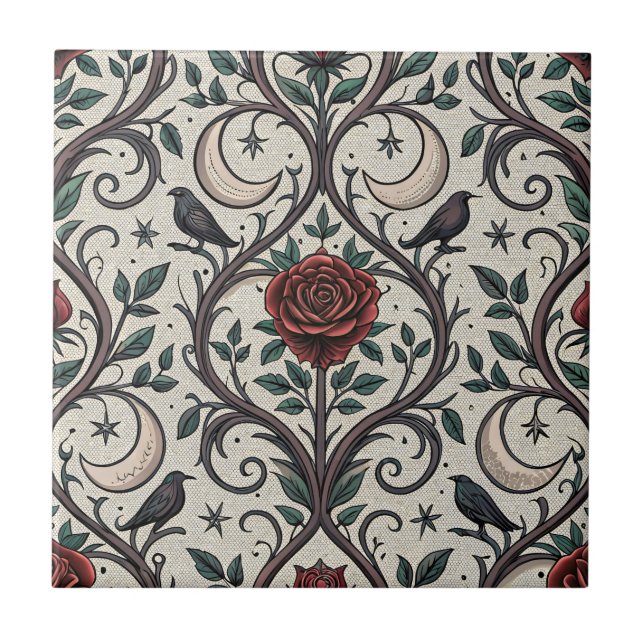 Carreau Motif Rose Gothique Foncé (1) (Devant)