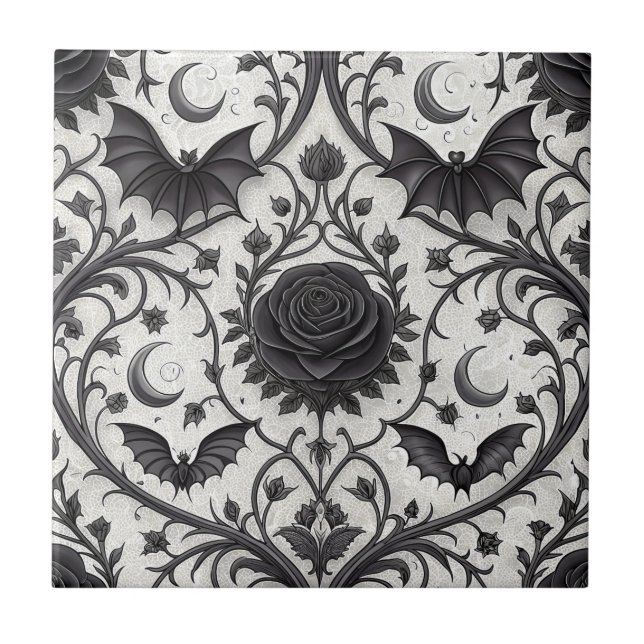 Carreau Motif Rose Gothique Foncé (3) (Devant)