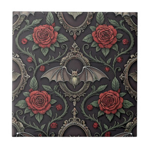 Carreau Motif Rose Gothique Foncé (4)