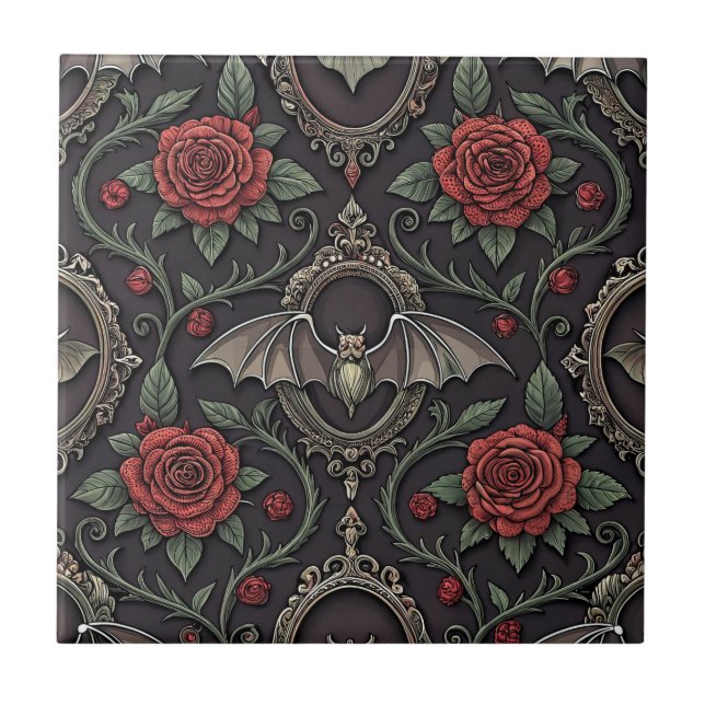 Carreau Motif Rose Gothique Foncé (4) (Devant)