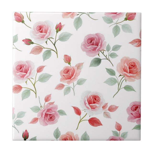 Carreau Motif rose rose, couleur douce, (Devant)