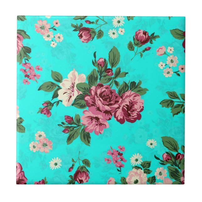 Carreau Motif Roses rouges et marguerites blanches (Devant)