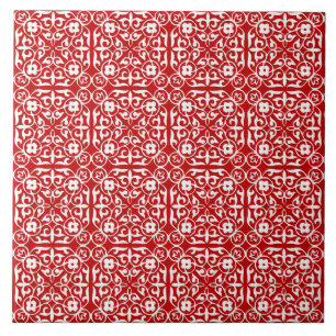 Carreau Motif, rouge et blanc médiévaux de damassé