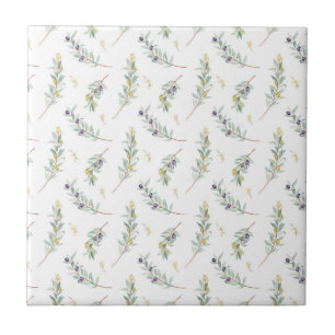 Carreau Motif rustique botanique de branche d'olivier