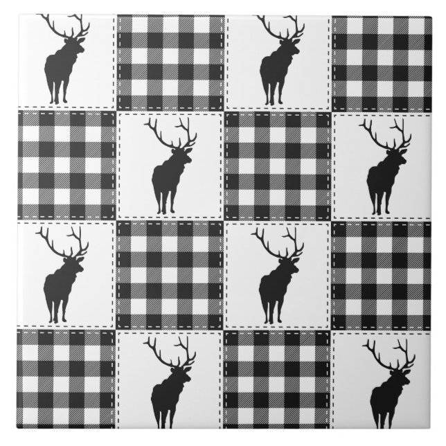 Carreau Motif rustique de plaid de bison de forêt giboyeus (Devant)