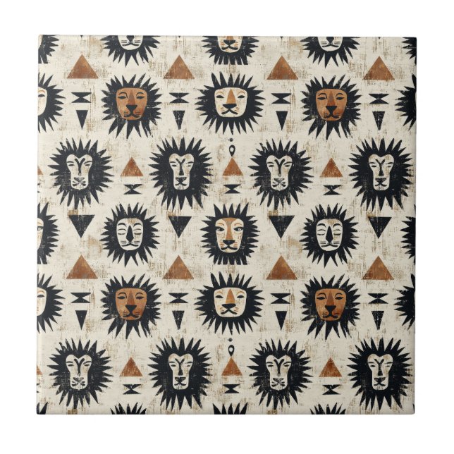 Carreau Motif Safari Lion Tribal (Devant)