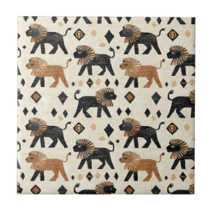 Carreau Motif Safari Tribal Lion Bohème