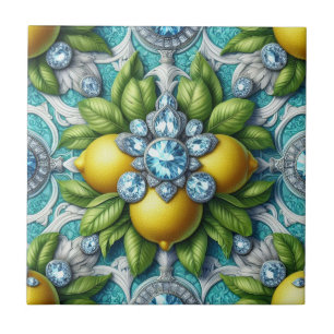 Carreau Motif sans couture Art Déco Citrons et Diamants