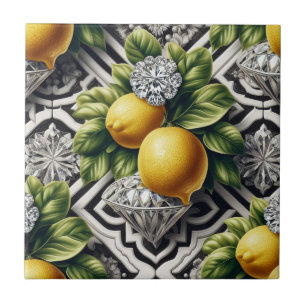 Carreau Motif sans couture Art Déco en noir et blanc Citro