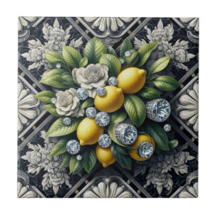 Carreau Motif sans couture Art Déco en noir et blanc Citro