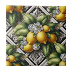 Carreau Motif sans couture Art Déco en noir et blanc Citro