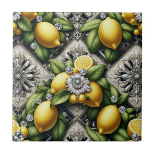 Carreau Motif sans couture Art Déco en noir et blanc Citro