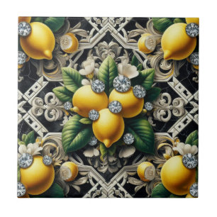Carreau Motif sans couture Art Déco en noir et blanc Citro