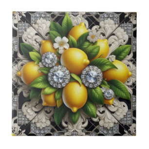 Carreau Motif sans couture Art Déco en noir et blanc Citro