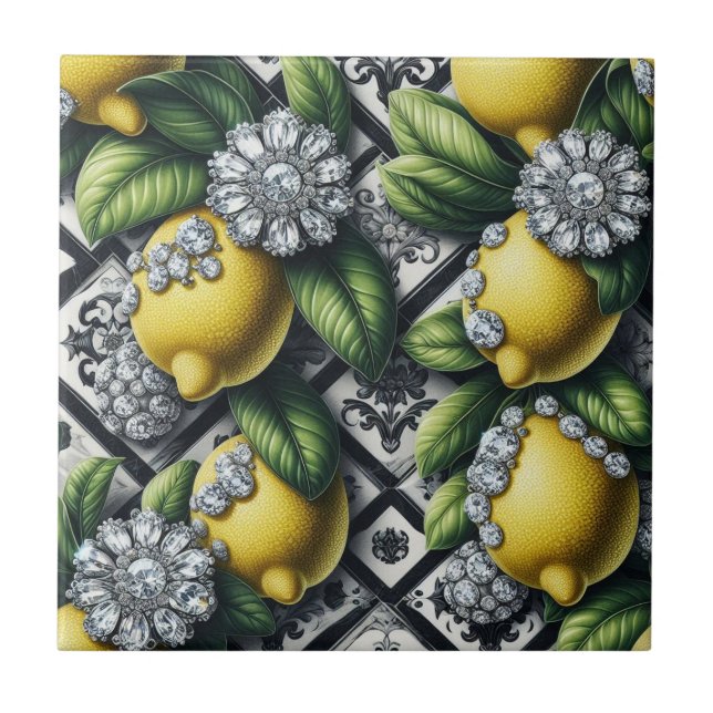 Carreau Motif sans couture Art Déco en noir et blanc Citro (Devant)
