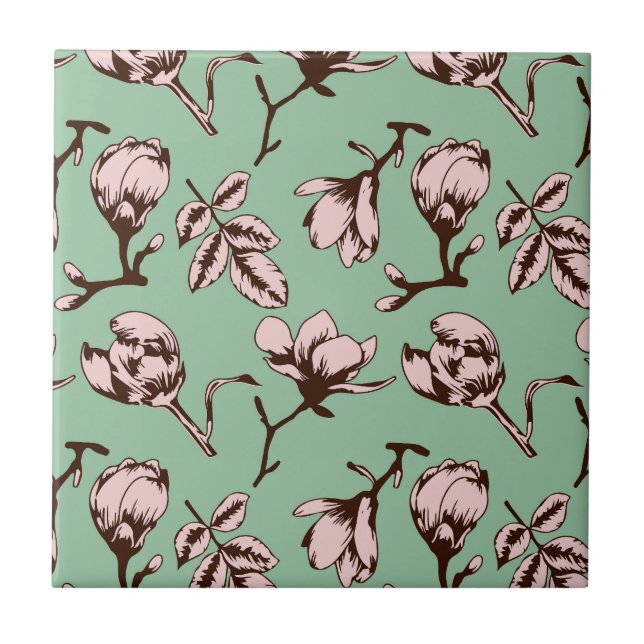 Carreau Motif sans couture avec bourgeons floraux des arbr (Devant)