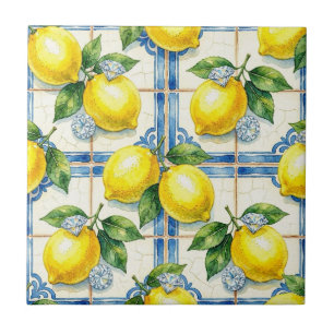 Carreau Motif sans couture citrons et diamants