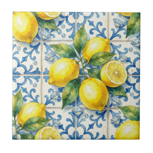 Carreau Motif sans couture citrons et diamants