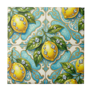Carreau Motif sans couture Citrons et Diamants