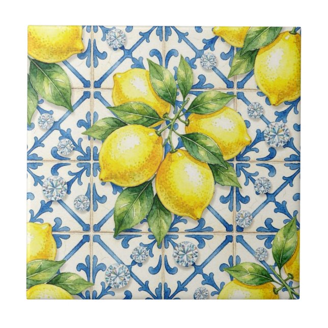 Carreau Motif sans couture Citrons et Diamants (Devant)