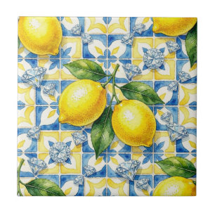 Carreau Motif sans couture citrons et diamants