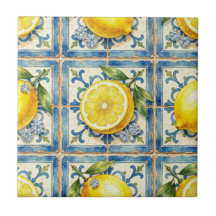 Carreau Motif sans couture citrons et diamants